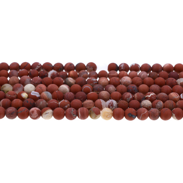 Red Brecciated Jasper Round Frosted 6mm - Loose Beads