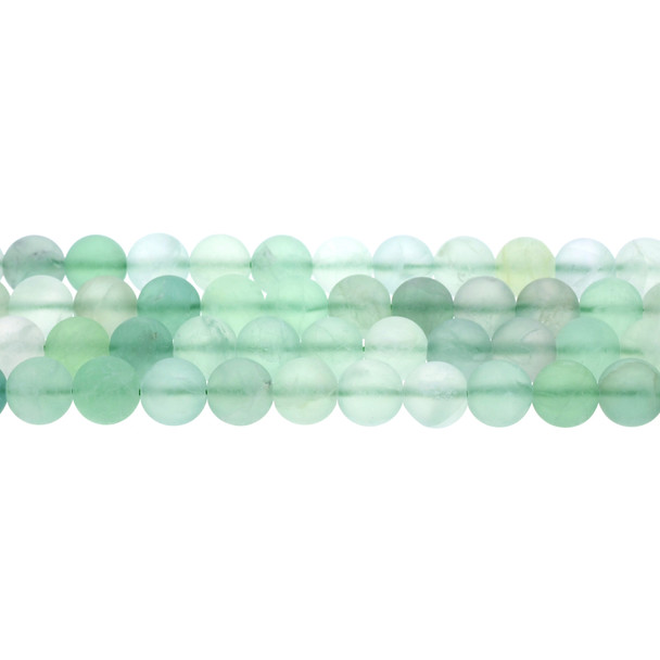 Green Fluorite Round Frosted 10mm - Loose Beads