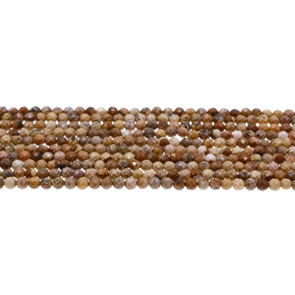 Picture Jasper Round Faceted Diamond Cut 4mm - Loose Beads