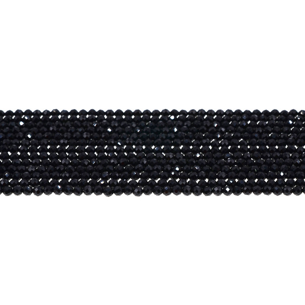 Black Onyx Round Faceted Diamond Cut 3mm - Loose Beads