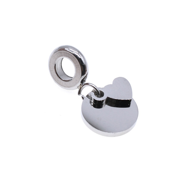 Stainless Steel Large Hole Bead Spacer with Heart and Disc Charm 10mm + 6mm + 12mm (Pack of 2)
