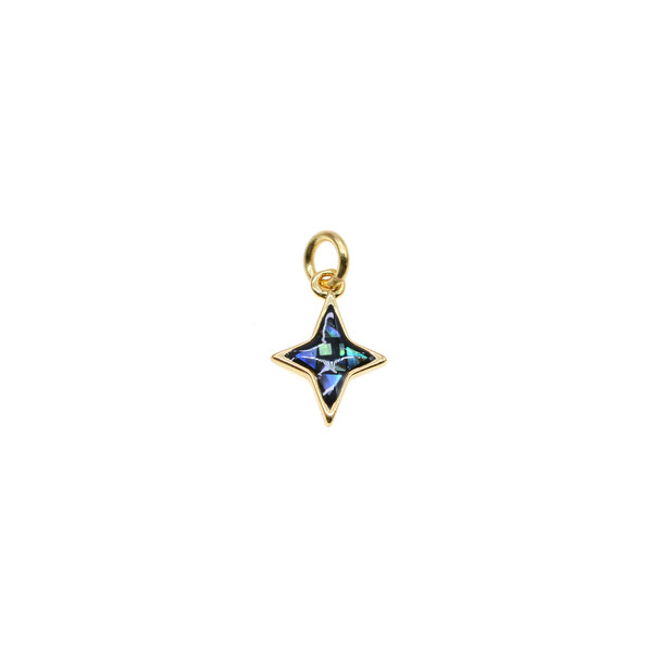 10mm Natural Abalone Shell Four Point Star Charm - Gold Plated (Pack of 3)