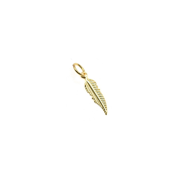4x14mm Feather Charm  (Gold Plated) - 4/Pack