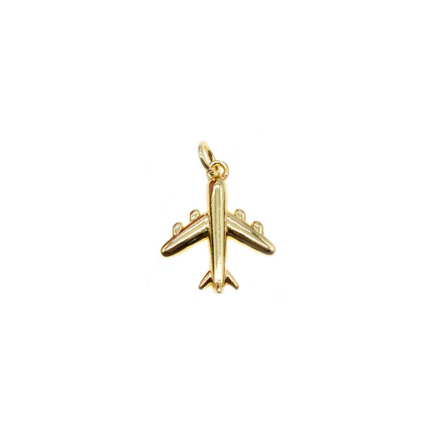 14x18mm Airplane Charm (Gold Plated) - 4/Pack
