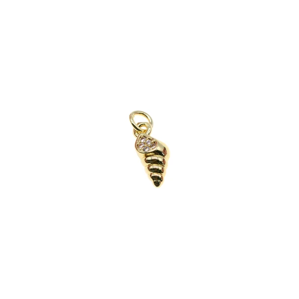 6x11mm Microset White CZ Shell Conch Charm (Gold Plated) - 4/Pack