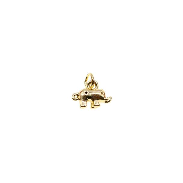 11x6mm Microset White CZ Elephant Charm (Gold Plated) - 4/Pack