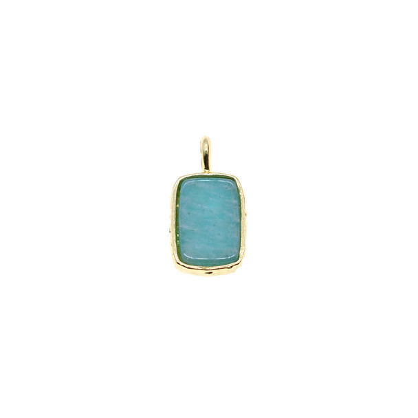 Rectangle Gemstone Pendant (Gold Plated) - 10x14mm - Peruvian Amazonite
