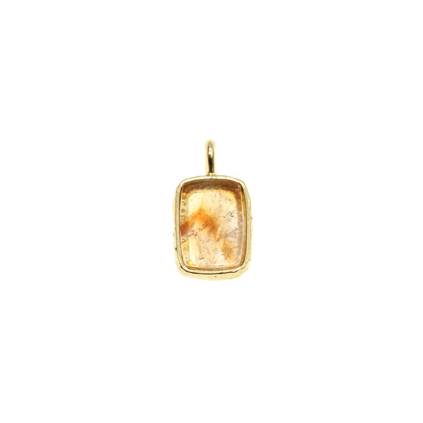 Rectangle Gemstone Pendant (Gold Plated) - 10x14mm - Citrine