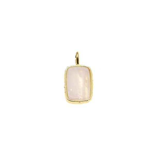 Rectangle Gemstone Pendant (Gold Plated) - 10x14mm - White Moonstone