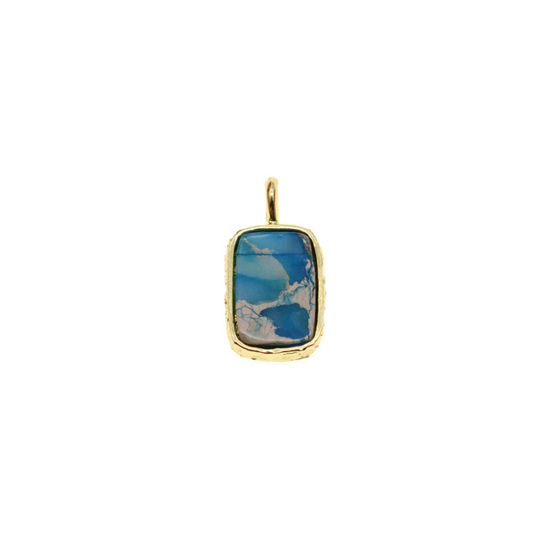 Rectangle Gemstone Pendant (Gold Plated) - 10x14mm - Imperial Turquoise Jasper