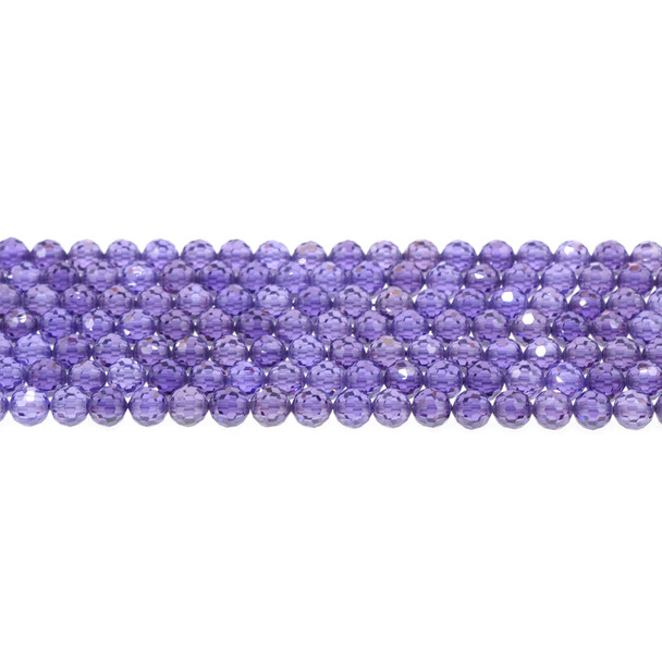 Cubic Zirconia (Tanzanite) Round Faceted Diamond Cut 6mm - Loose Beads