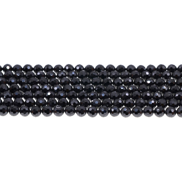 Cubic Zirconia (Jet Black) Round Faceted Diamond Cut 6mm - Loose Beads