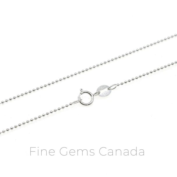 Sterling Silver 1.0mm Ball Chain 20" (Rhodium)