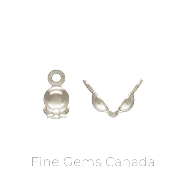 Clamshell Bead Tip w/2 Rings (0.9mm Hole) - 20/Pack - 925 Sterling Silver