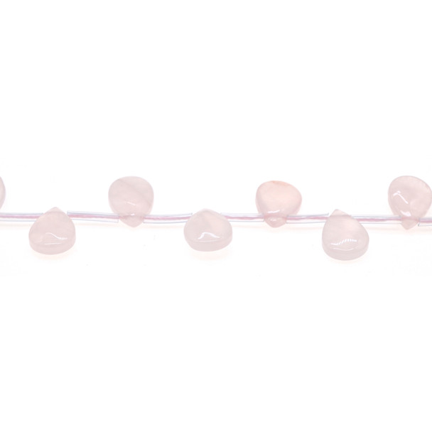 Rose Quartz Drop Puff Side Drilled 10x14x5mm - Loose Beads