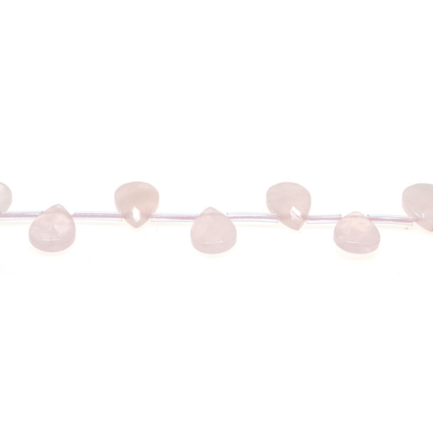 Rose Quartz Drop Puff Faceted Side Drilled 10x14x5mm - Loose Beads