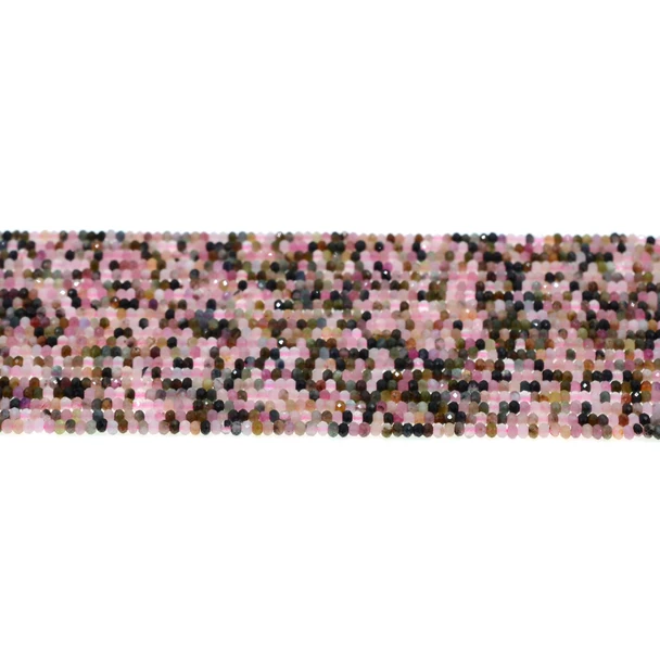 Multicolor Tourmaline AA Roundel Faceted Diamond Cut 2mm x 2mm x 1mm - Loose Beads
