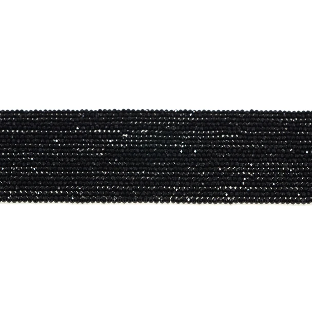 Black Tourmaline Roundel Faceted Diamond Cut 2mm x 2mm x 1mm - Loose Beads