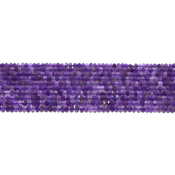 Amethyst Roundel Faceted Diamond Cut 4mm x 4mm x 2mm - Loose Beads