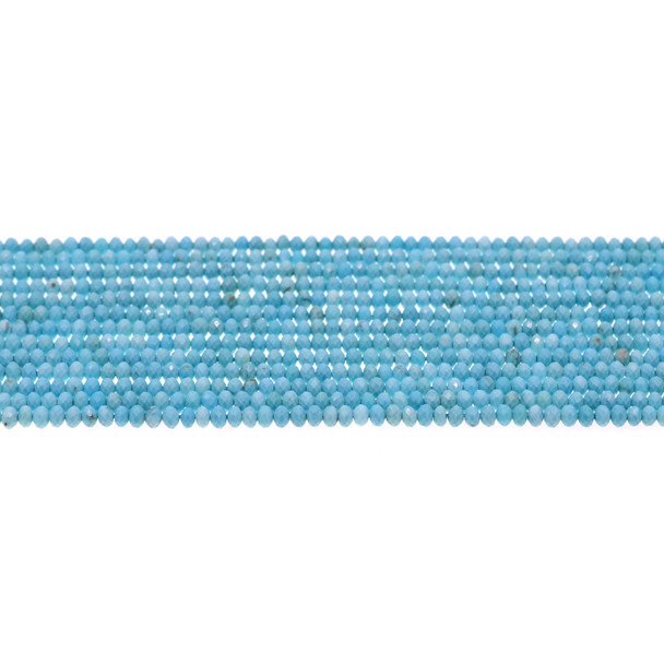 Blue Chinese Turquoise Roundel Faceted Diamond Cut 3mm x 3mm x 2mm - Loose Beads