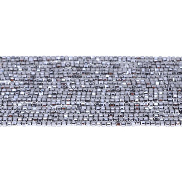 Silver Metallic Hematite Cube Edge Faceted Diamond Cut 2.5mm - Loose Beads