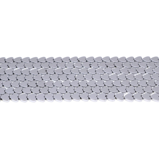 Silver Metallic Hematite Heart Flat 6mm x 6mm x 2mm - Loose Beads