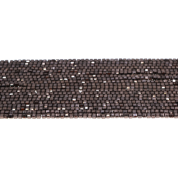 Brown Metallic Hematite Cube Edge Faceted Diamond Cut 2.5mm - Loose Beads