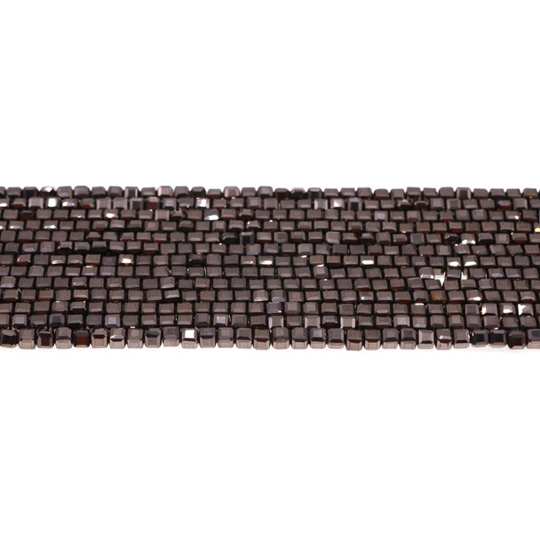 Brown Metallic Hematite Cube Edge Faceted Diamond Cut 3mm - Loose Beads