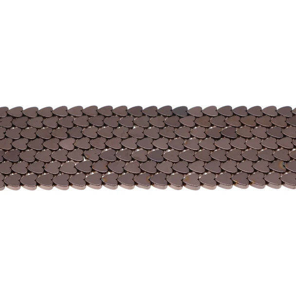 Brown Metallic Hematite Heart Flat 6mm x 6mm x 2mm - Loose Beads