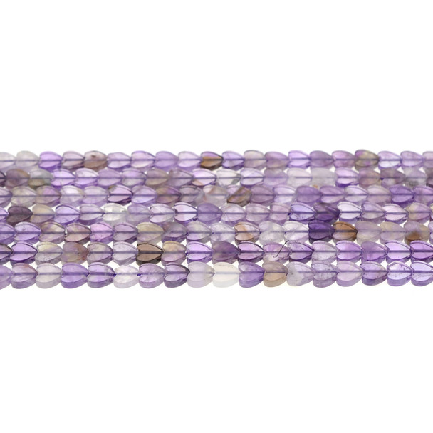 Amethyst Banded Heart Flat 6mm x 6mm x 2mm - Loose Beads