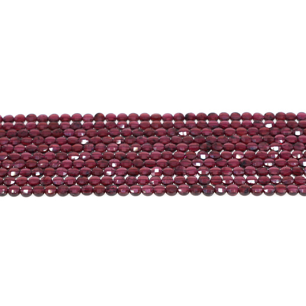 Mozambique Garnet AA Coin Puff Faceted Diamond Cut 4mm x 4mm x 2mm - Loose Beads