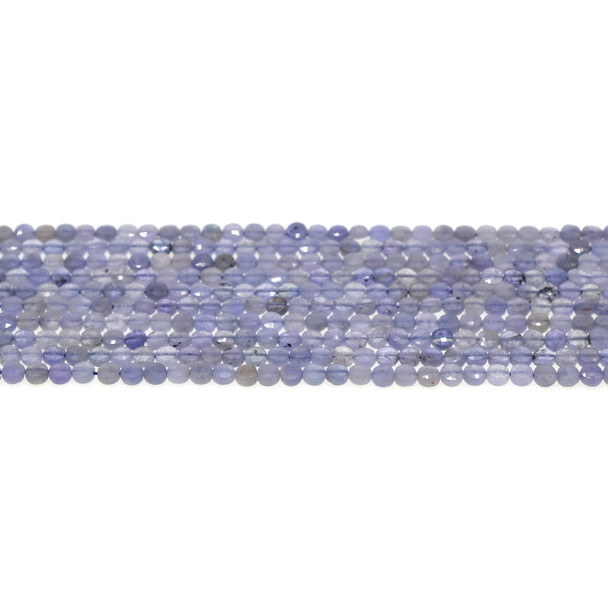 Tanzanite Coin Puff Faceted Diamond Cut 4mm x 4mm x 2mm - Loose Beads