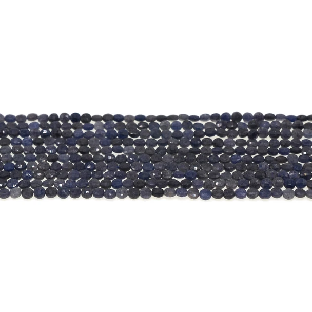 Sapphire Coin Puff Faceted Diamond Cut 4mm x 4mm x 2mm - Loose Beads