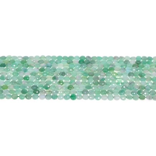 Emerald Coin Puff Faceted Diamond Cut 4mm x 4mm x 2mm - Loose Beads