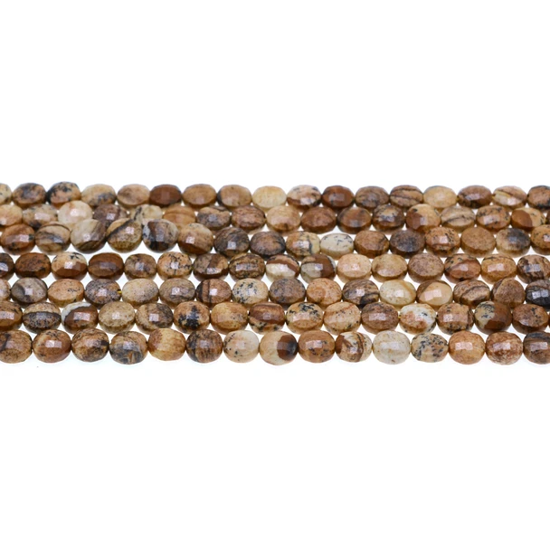 Picture Jasper Coin Puff Faceted Diamond Cut 6mm x 6mm x 3mm - Loose Beads
