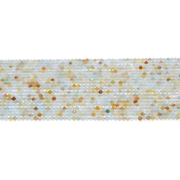 Multicolor Amazonite Round Faceted Diamond Cut 2mm - Loose Beads