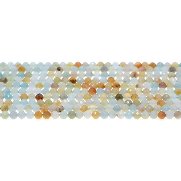 Multicolor Amazonite Round Faceted Diamond Cut 4mm - Loose Beads