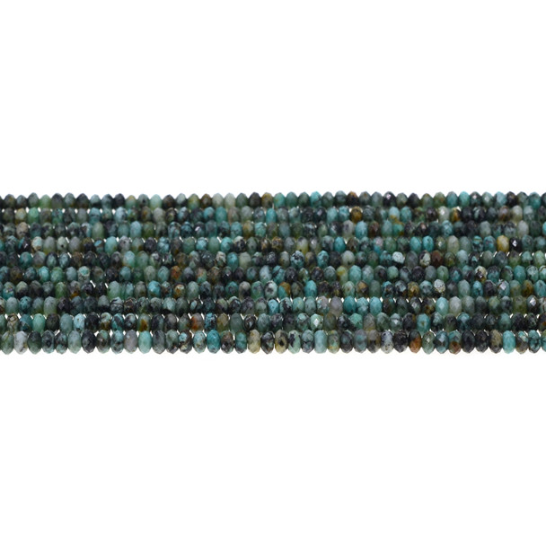 African Turquoise Roundel Faceted Diamond Cut 4mm x 4mm x 2mm - Loose Beads