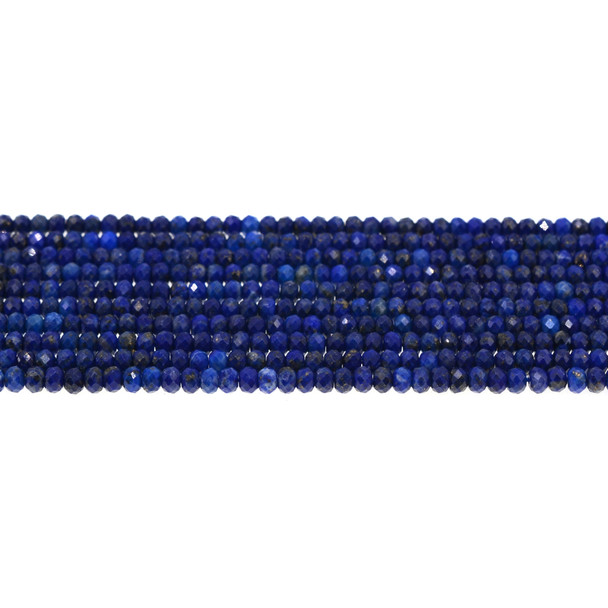 Natural Lapis Roundel Faceted Diamond Cut 4mm x 4mm x 3mm - Loose Beads