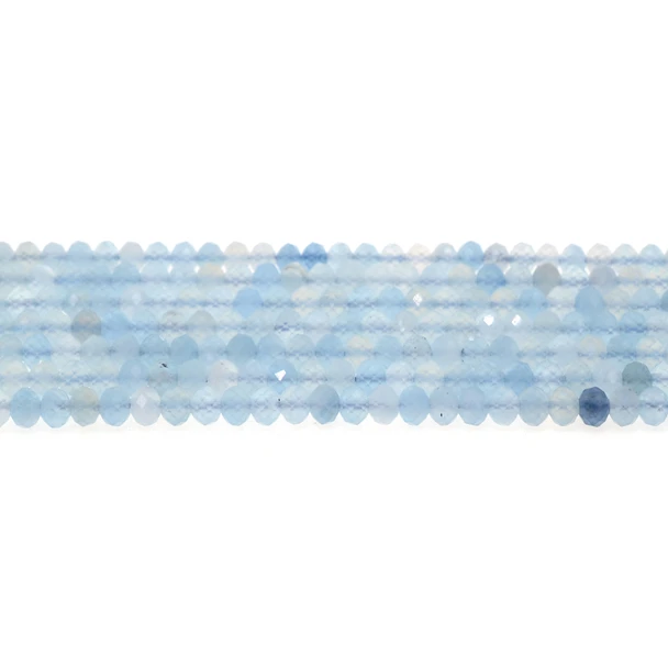Aquamarine AA Roundel Faceted Diamond Cut 6mm x 6mm x 4mm - Loose Beads