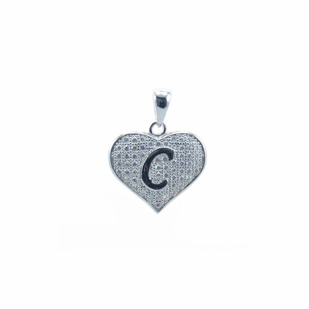 Sterling Silver Heart C (Micro Setting)