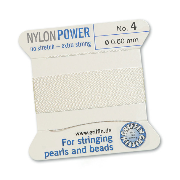 Griffin NylonPower Cord 2m 1 Needle - Size 4 White