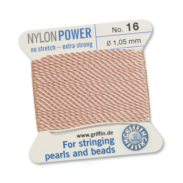 Griffin NylonPower Cord 2m 1 Needle - Size 16 Light Pink