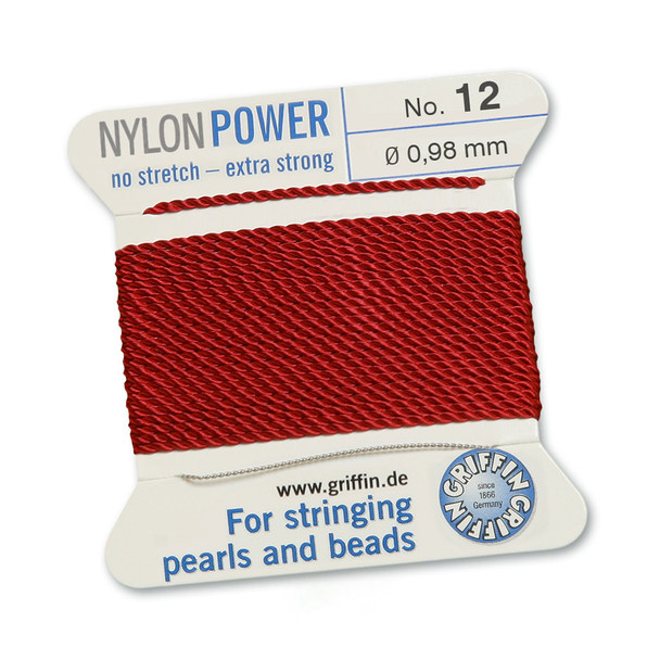 Griffin NylonPower Cord 2m 1 Needle - Size 12 Garnet