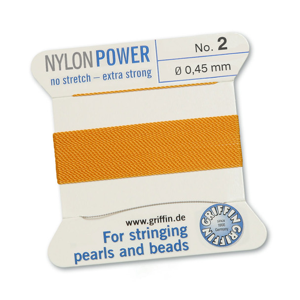 Griffin NylonPower Cord 2m 1 Needle - Size 2 Amber