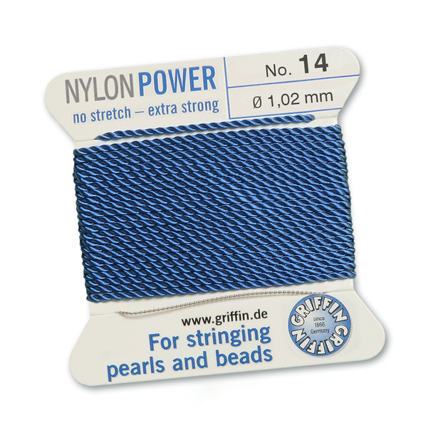 Griffin NylonPower Cord 2m 1 Needle - Size 14 Blue