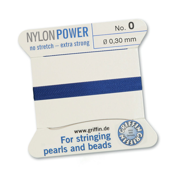 Griffin NylonPower Cord 2m 1 Needle - Size 0 Dark Blue