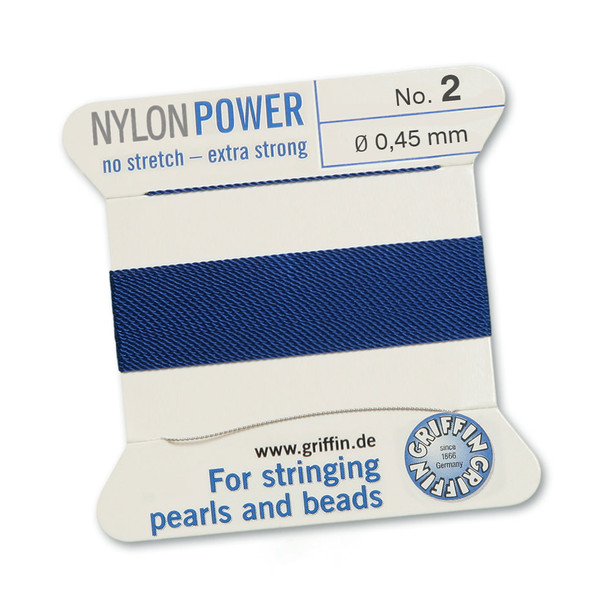 Griffin NylonPower Cord 2m 1 Needle - Size 2 Dark Blue