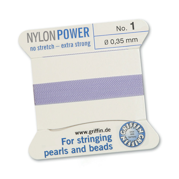 Griffin NylonPower Cord 2m 1 Needle - Size 1 Lilac