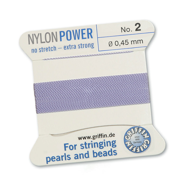 Griffin NylonPower Cord 2m 1 Needle - Size 2 Lilac
